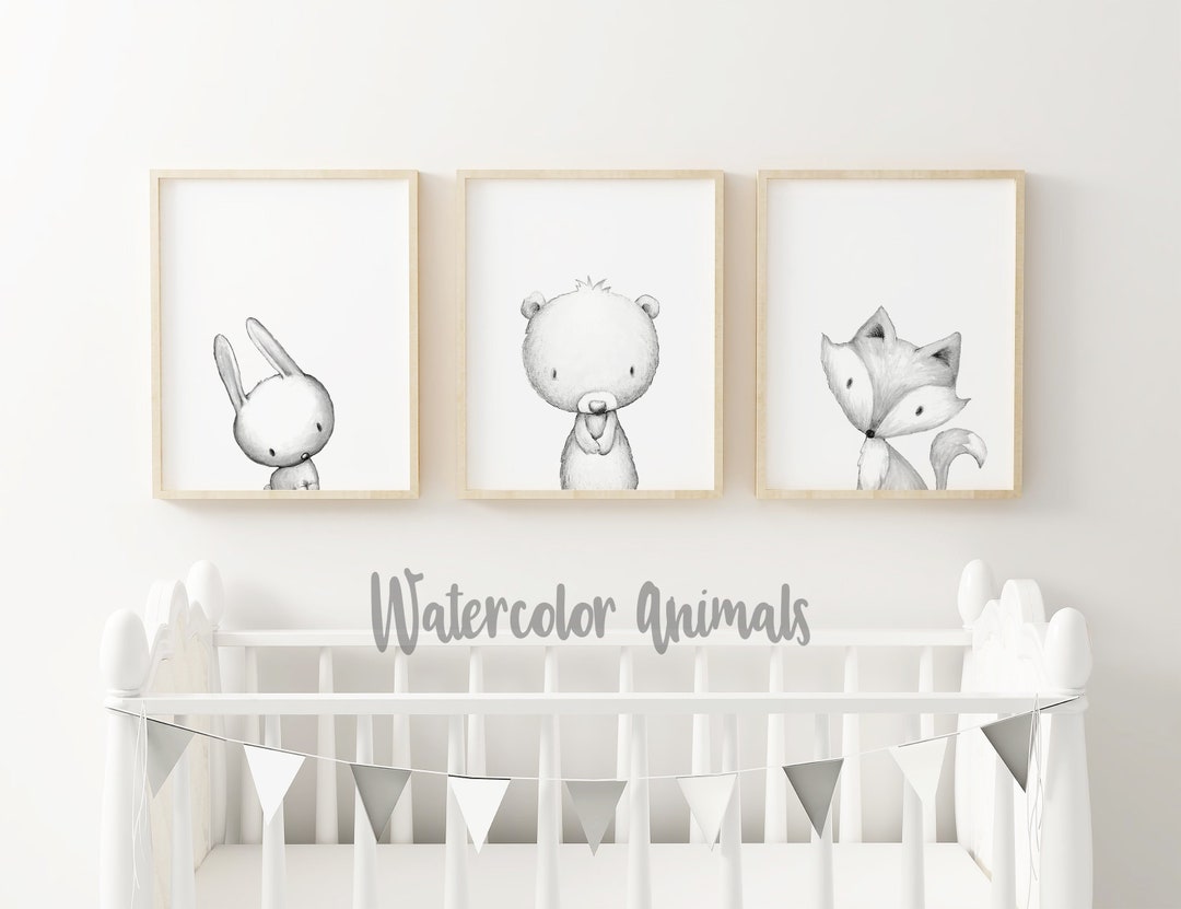 Nursery Wall Art - Set of 3 - Woodland Nursery - Woodland Prints - Baby ...