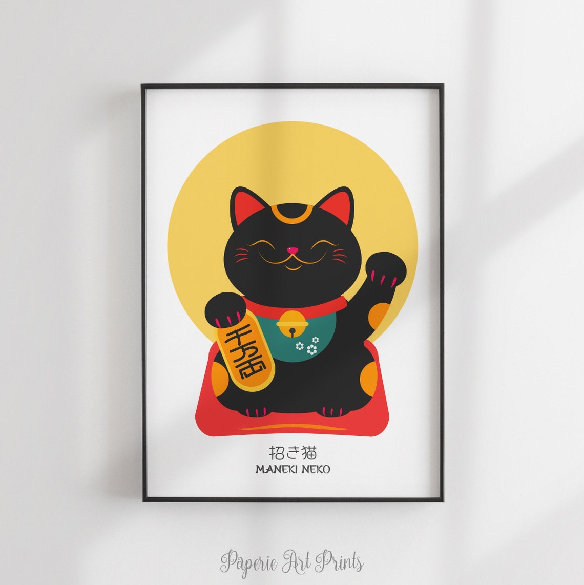 Maneki Neko Print Lucky Cat Wall Art Wall Decor Japanese | Etsy
