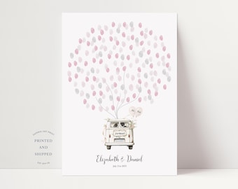 Hochzeit Fingerabdruckbaum | Hochzeits-Gästebuch | Daumenabdruck-Gästebuch | Alternatives Gästebuch | Hochzeitsbaum | Liebe | Wohnmobil