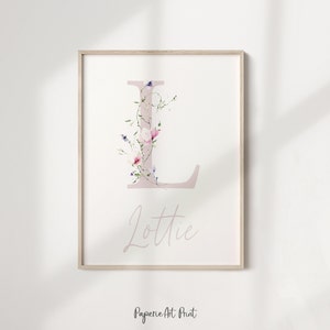 Peter Kanin Barnrumstavlor | Namntryck med bebisen | Barnrumsdekor med Flopsy Kanin | Väggkonst med blommotiv för barnkammaren | Babydekor | Beatrix Potter Set om 3 bild 7