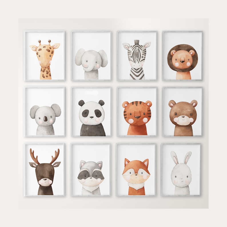 Animals Nursery Prints Nursery Animals Art Woodland Etsy UK