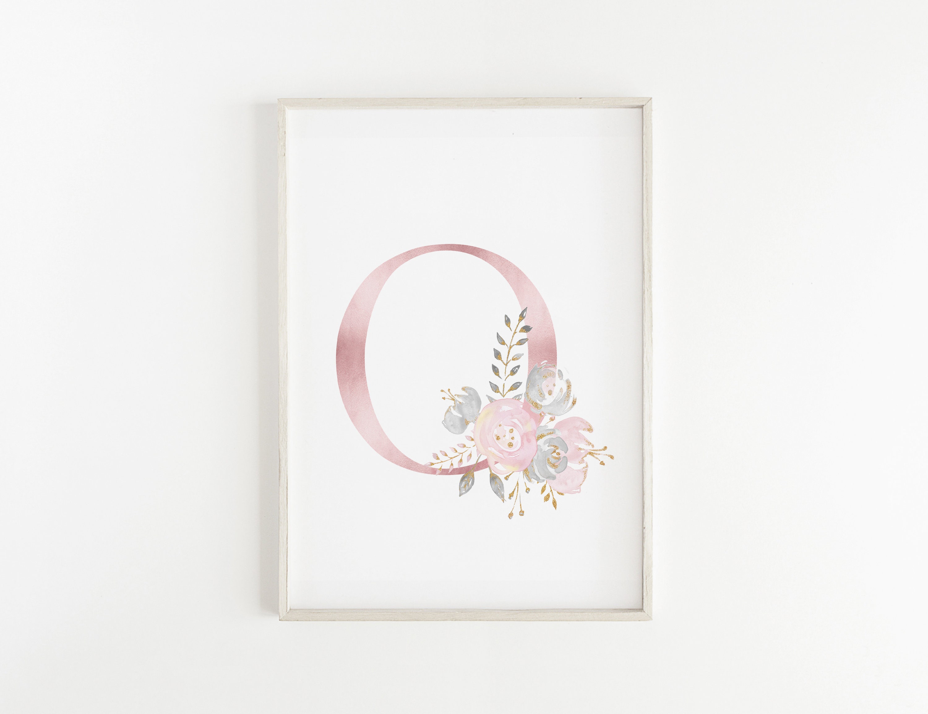 Floral Initial Prints Baby Name Print Floral Nursery Decor Etsy