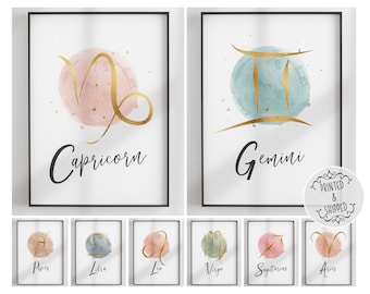 Star Sign Print | Zodiac Print | Home Decor | Birthday Prints | Horoscope Print | Astrology Print | Zodiac Wall Art | Star Sign Wall Art