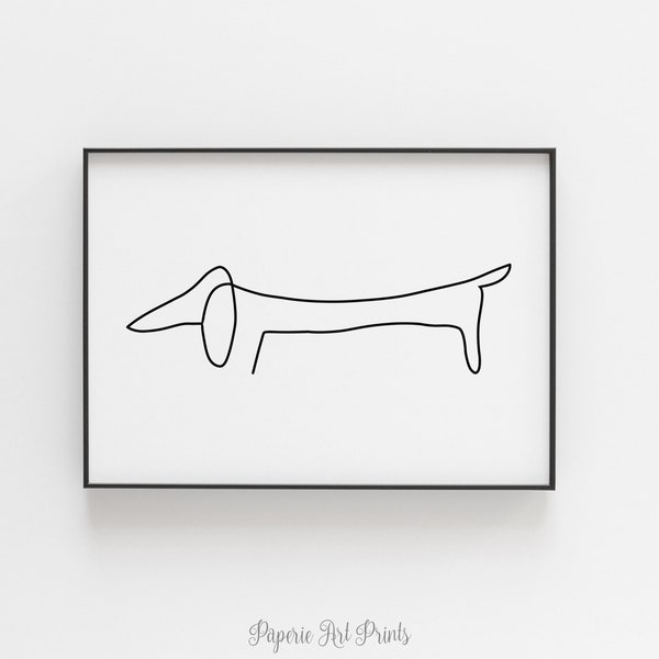 Minimalist Line Drawing | Dog Line Art | Wall Decor | Line Drawing | Dachshund | Line Art Print | Home Decor | Abstract Dachshund Wall Art