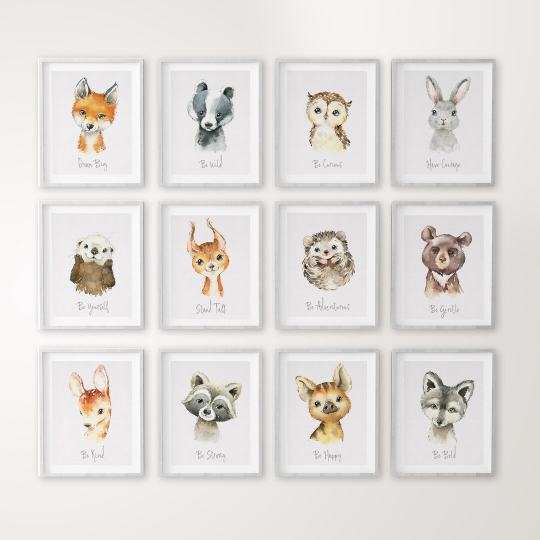Woodland Animals Nursery Prints Nursery Animals Art Woodland Nursery