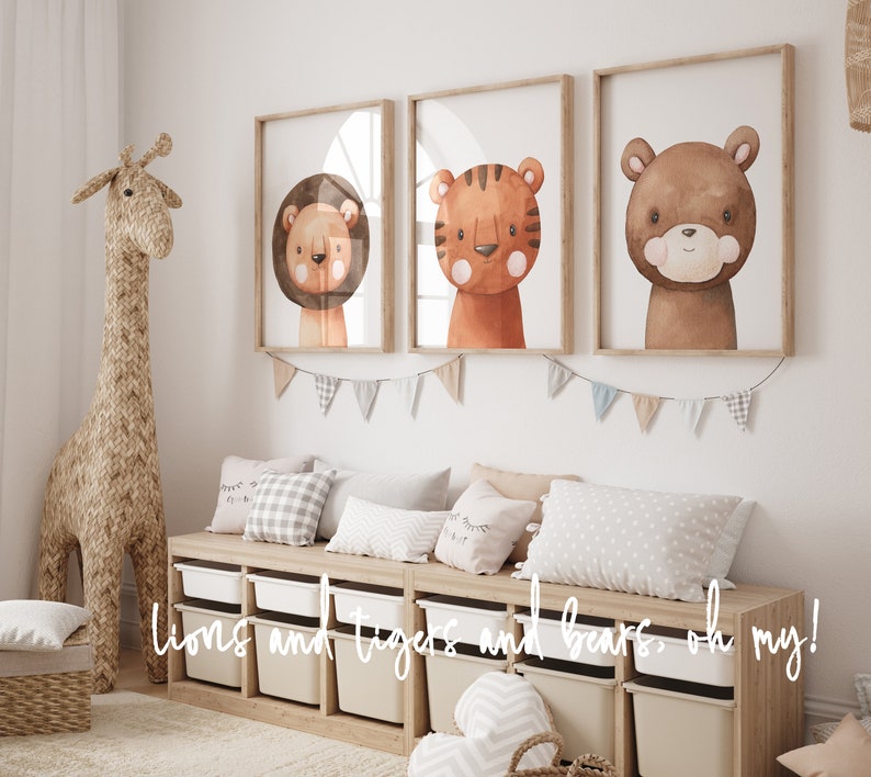 Animals Nursery Prints Nursery Animals Art Woodland Nursery Decor Safari Nursery Wall Art Baby Decor Choose a set of 3 Prints image 2