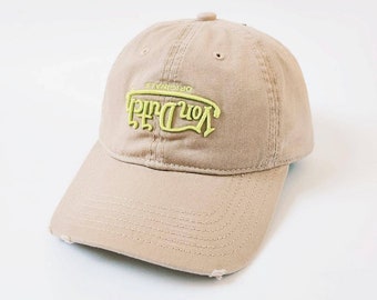 Vintage Beige and Neon Green Von Dutch Cap / Von Dutch Cap / Von Dutch Trucker Cap. Von Dutch Upside Down Logo. Deadstock New With Tags