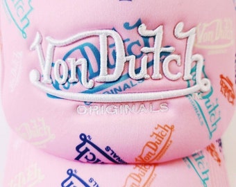 Vintage Baby Pink Logo Print Von Dutch Cap Von Dutch Cap Von
