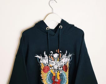 Vintage Y2K 2000s Brand Adult New Adults Unisex Black Von Dutch Hoodie / Von Dutch Graphic Rockstar Logo Print Pullover Hoodie