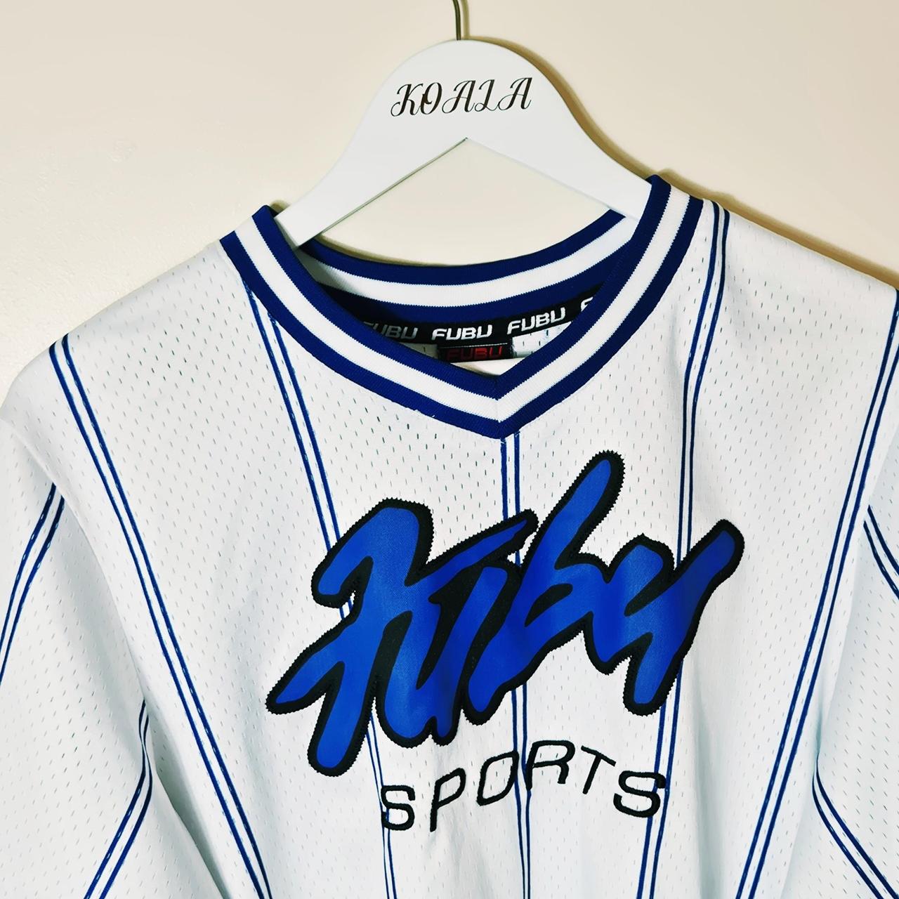 Vintage Y2K 90s 2000s Rare Blue and White Pullover Striped Fubu