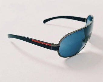Vintage 2000s Y2K Genuine Unisex Blue Tinted Prada Sunglasses