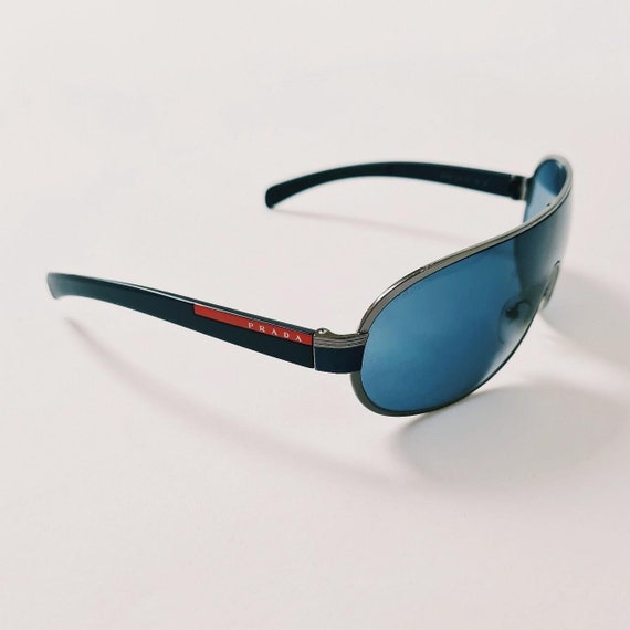 Vintage 2000s Y2K Genuine Unisex Blue Tinted Prada Sunglasses
