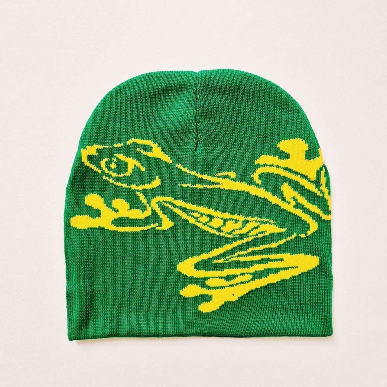 Brand New Y2K Green Animal Frog Graphic Beanie Hat / Hat / Winter