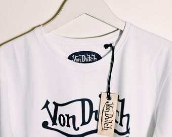 Maglietta Von Dutch bianca da uomo, nuova di zecca, per adulti, vintage. Maglietta con logo grafico Y2K - Taglie disponibili