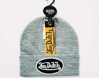 Vintage Y2K Unisex Adults Grey Deadstock Von Dutch Beanie Hat / Von Dutch Hat / Von Dutch Skully / Von Dutch Winter Hat