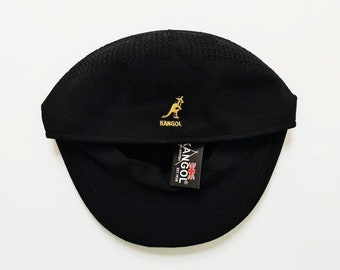 Gloednieuwe dode inventaris zwarte Kangol baret hoed/Kangol platte pet/Kangol hoed. Y2K-baret uit de jaren 2000