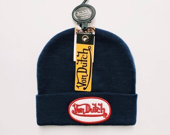 Vintage Y2K Unisex Adults Navy Deadstock Von Dutch Beanie Hat / Von Dutch Hat / Von Dutch Skully / Von Dutch Winter Hat