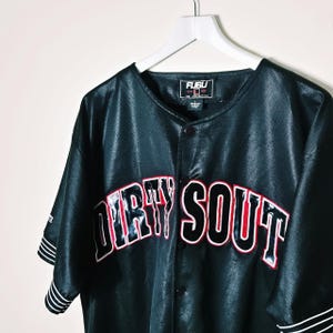 Vintage Y2K 90s 2000s Rare Black Fubu Dirty South Button Up Fubu Jersey. Fubu 05 Jersey Top