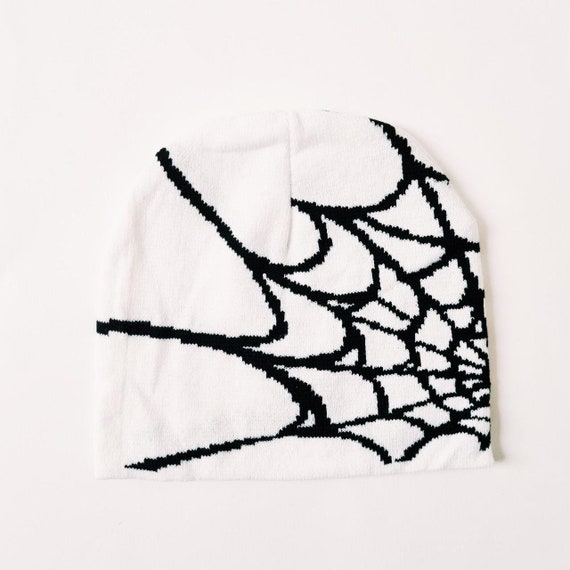 Vintage Brand New Y2K White & Black Spider Spiderweb Beanie