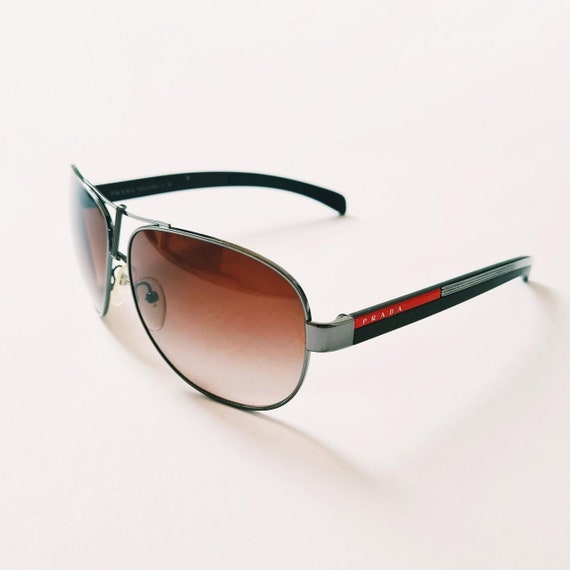 Vintage 2000s Y2K Genuine Unisex Brown Tinted Prada Sunglasses 