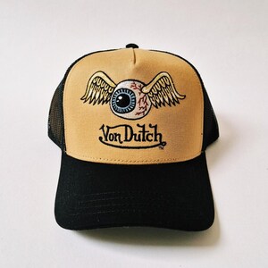 Gorra Von Dutch Vintage Beige / Gorra Von Dutch / Gorra Von Dutch Trucker. Von Dutch Flying Eyeball Hat Deadstock Nuevo con etiquetas imagen 2