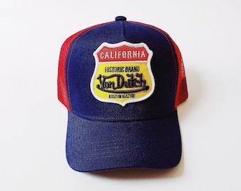 vintage navy and red Von Dutch cap / Von Dutch Cap / Von Dutch trucker cap