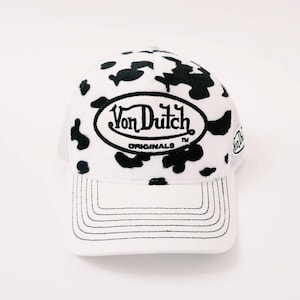 Vintage Von Dutch Cap imprimé vache noir et blanc Von Dutch Cap