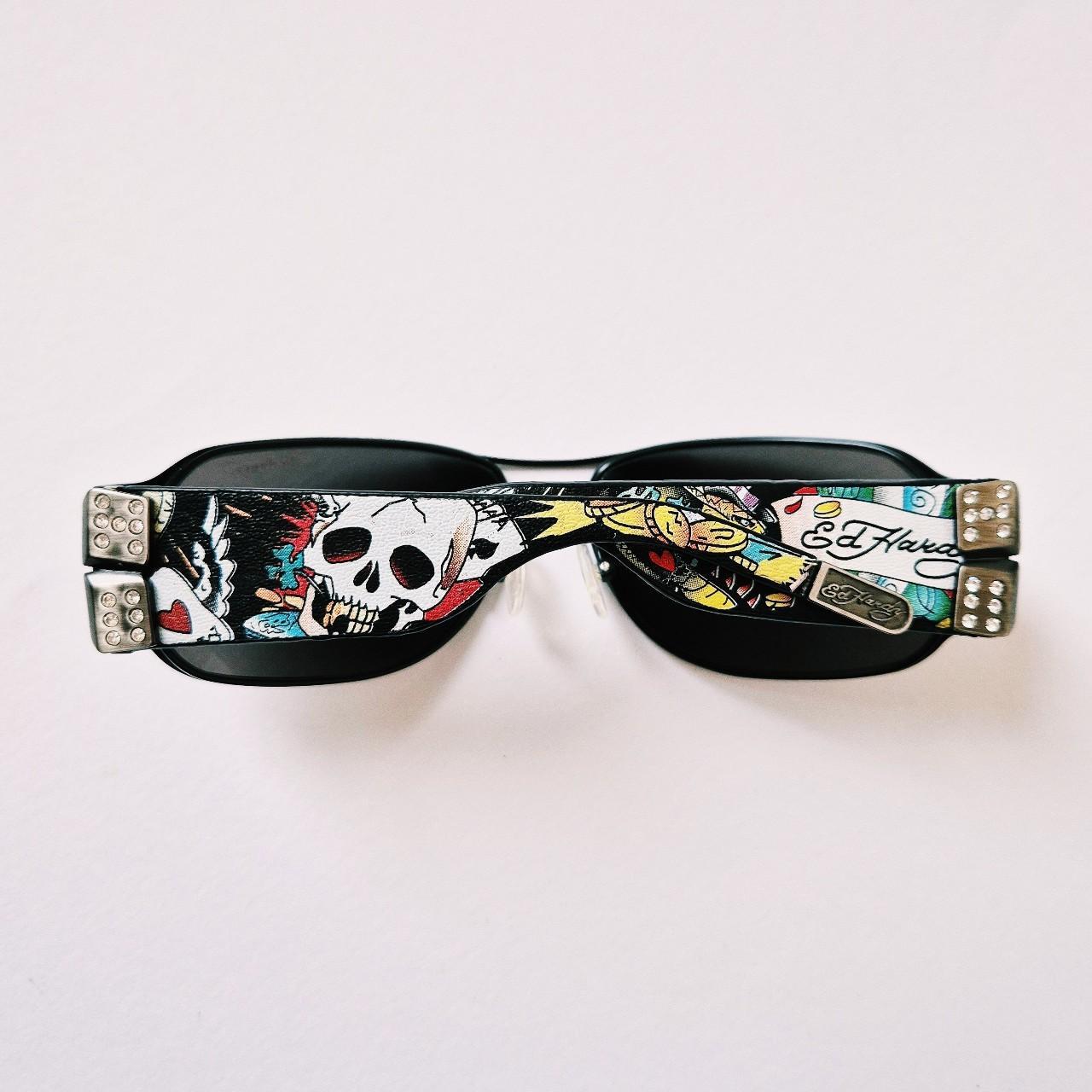Vintage Y2K UNISEX Oversized Black Ed Hardy Sunglasses / Aviator
