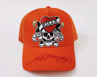 Vintage Orange Ed Hardy Cap / Ed Hardy Cap / Ed Hardy Trucker Cap