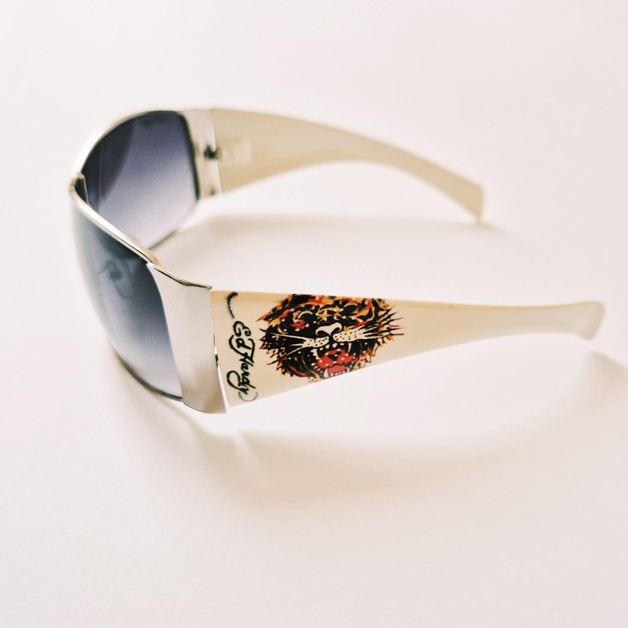 New Original ED HARDY Sunglasses Slim Rectangle Floral Illustrations Acetate WHT New Original ED HARDY Sunglasses Slim Rectangle Floral  main image 2