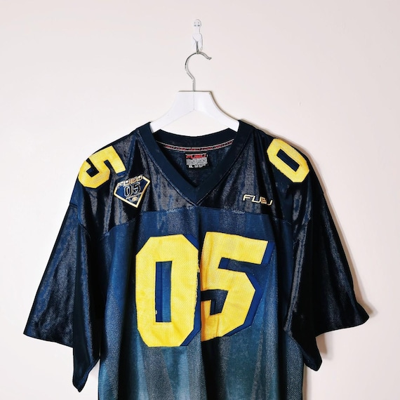 Vintage Y2K 90s 2000s Rare Yellow and Navy Pullover Fubu Jersey