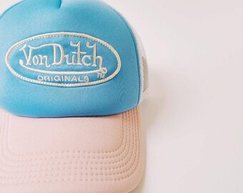 Vintage Baby Blue and Baby Pink Von Dutch Cap / Von Dutch