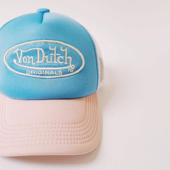 Vintage Baby Blue and Baby Pink Von Dutch Cap / V… - image 3