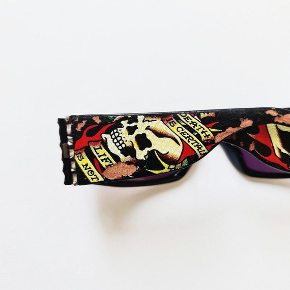 Vintage Y2K UNISEX Purple Tinted Ed Hardy Sunglas… - image 2