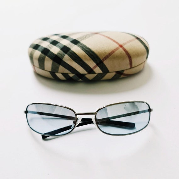 Vintage Y2K 2000s Round Small Frame Rimless Blue Tinted Burberry Sunglasses Burberry Glasses. Burberry Novacheck Etsy UK