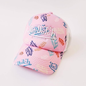 Vintage Baby Pink Logo Print Von Dutch Cap / Von Dutch Cap / Von Dutch Trucker Cap. Deadstock New With Tags
