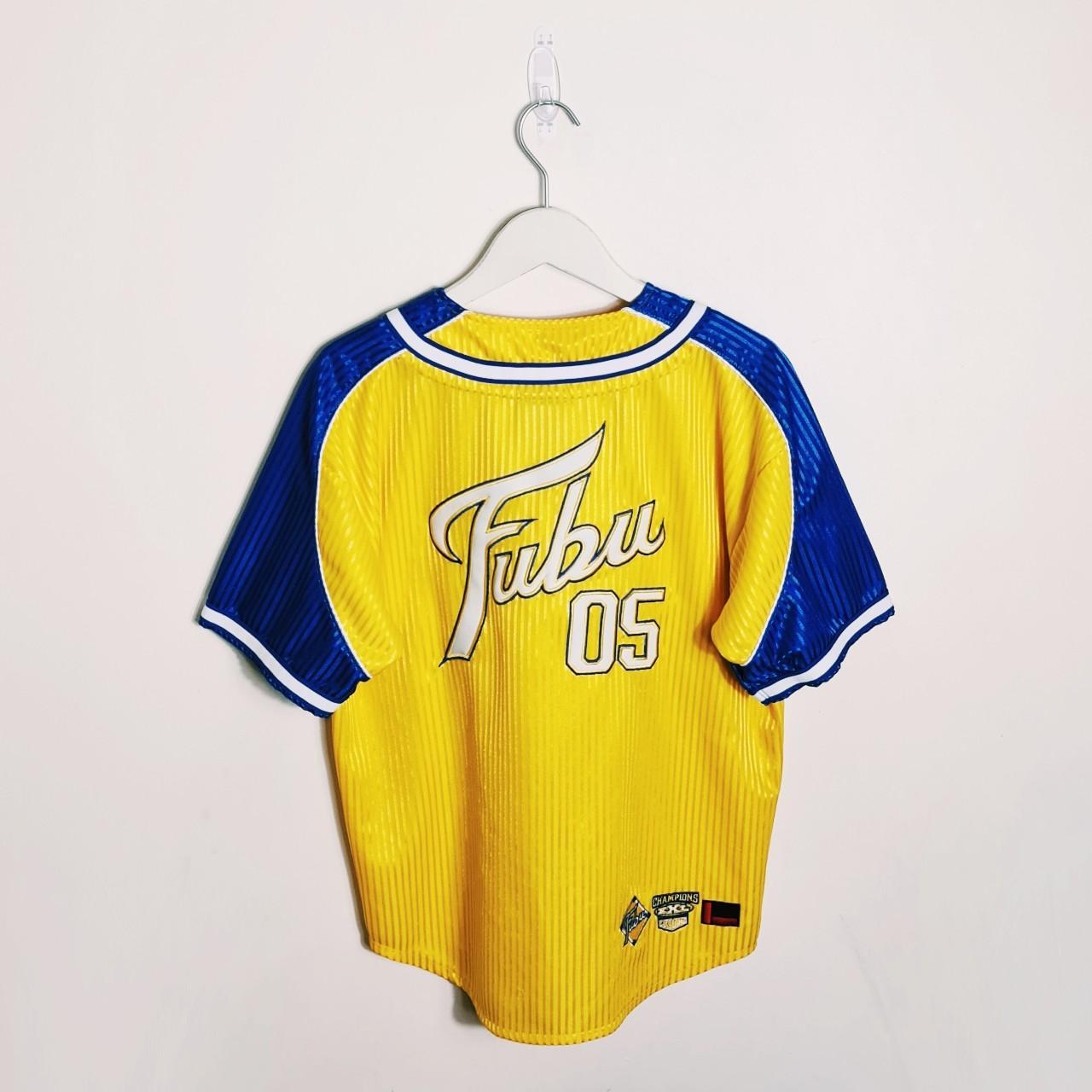 Vintage Y2K 90s 2000s Womens Ladies Rare Yellow Navy Striped Fubu
