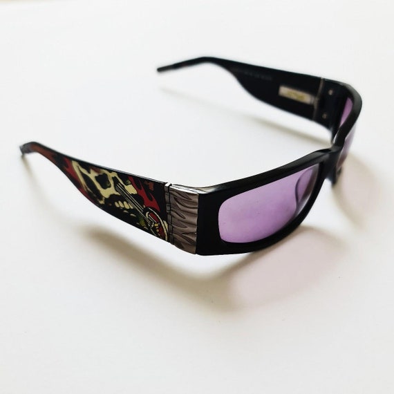 Vintage Y2K UNISEX Purple Tinted Ed Hardy Sunglas… - image 5