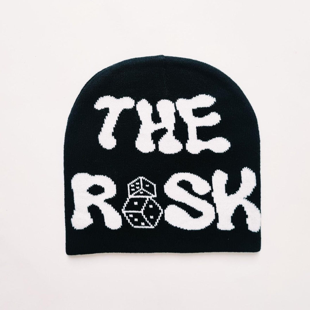 Vintage Brand New Y2K Black & White Branded the Risk Beanie Hat