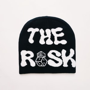 Vintage Brand New Y2K Black & White Branded the Risk Beanie Hat