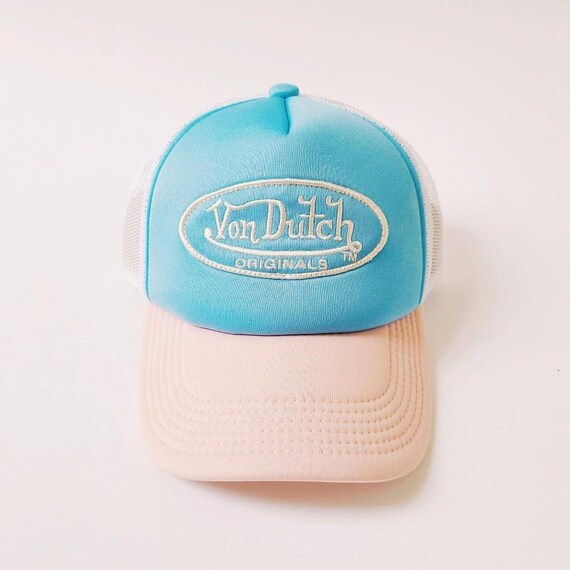 Vintage Baby Blue and Baby Pink Von Dutch Cap / V… - image 2