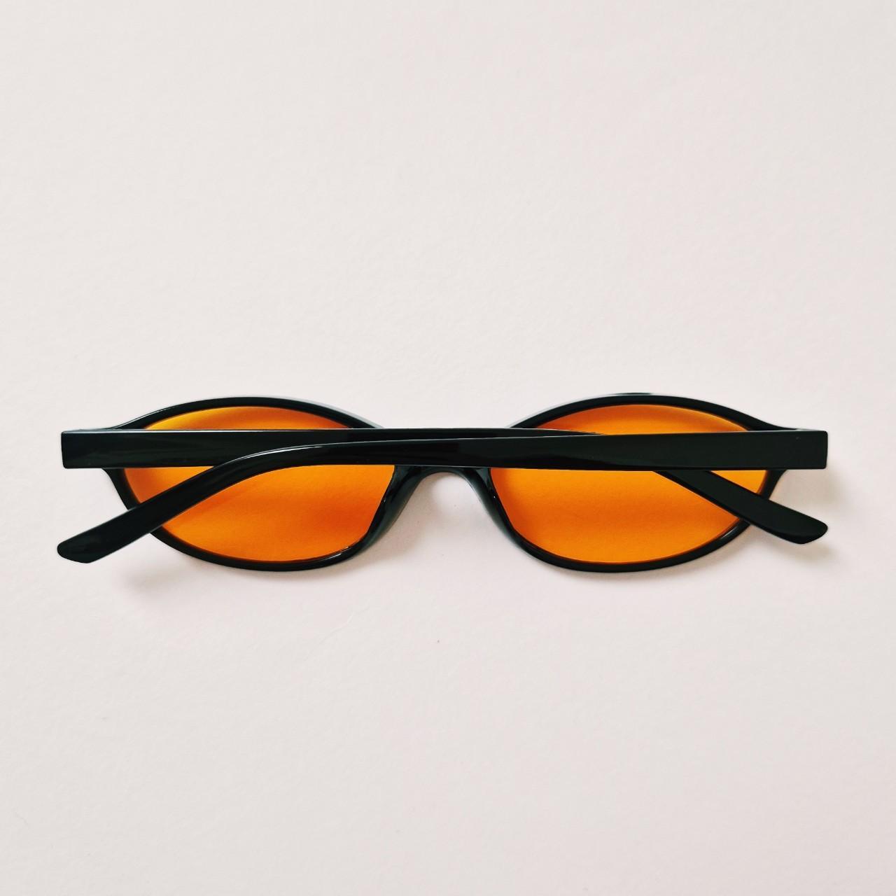 Vintage Unisex Y2K Style Small Oval Orange Sunglasses / Y2K  display picture 1