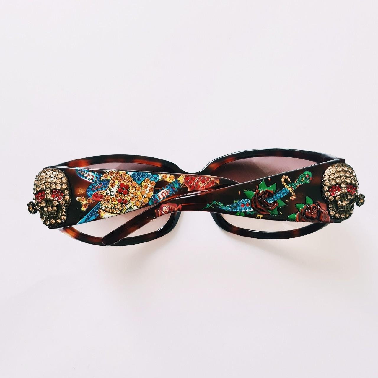 Ed Hardy Black Sunglasses with Multicolor Design Ed Hardy Black Designer Sunglasses for Women for sale | eBay main image 2