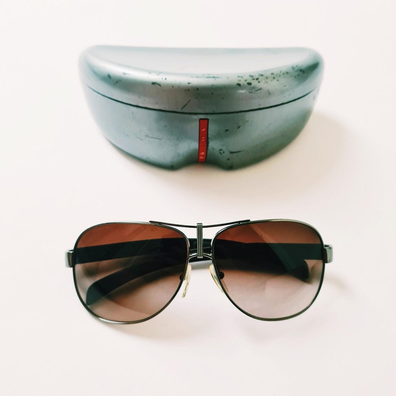 Vintage 2000s Y2K Genuine Unisex Brown Tinted Prada Sunglasses