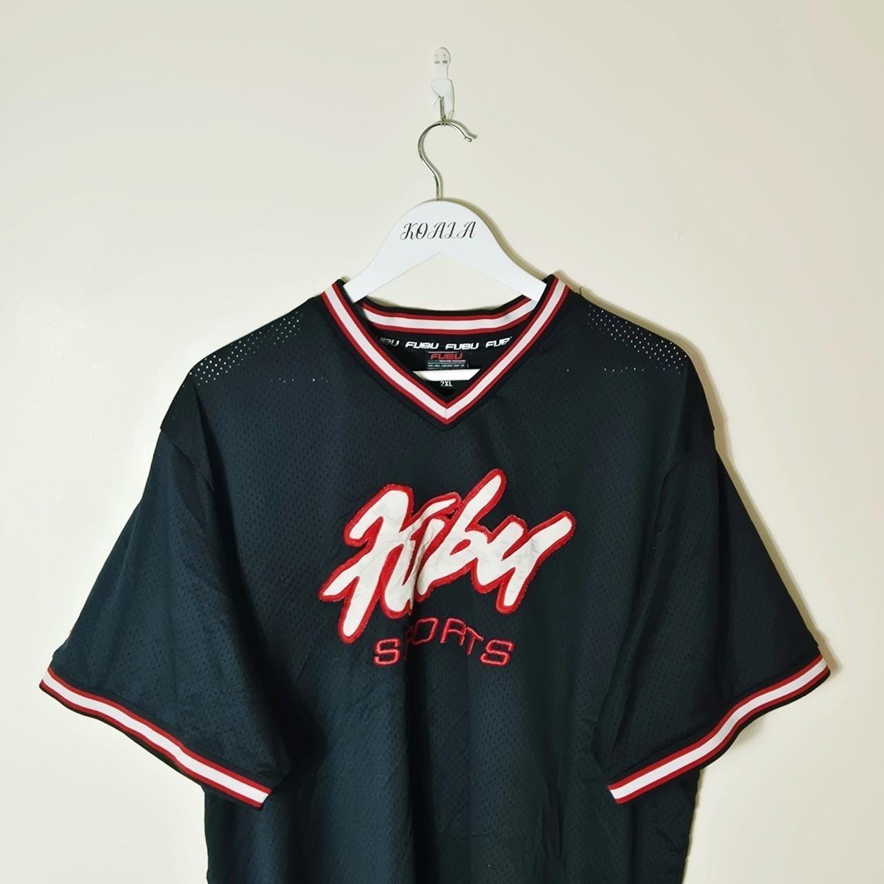 Vintage Y2K 90s 2000s Rare Black Pullover Striped Fubu Jersey