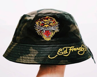 Vintage Y2K Deadstock Brand New Adults Unisex Camo Ed Hardy Bucket