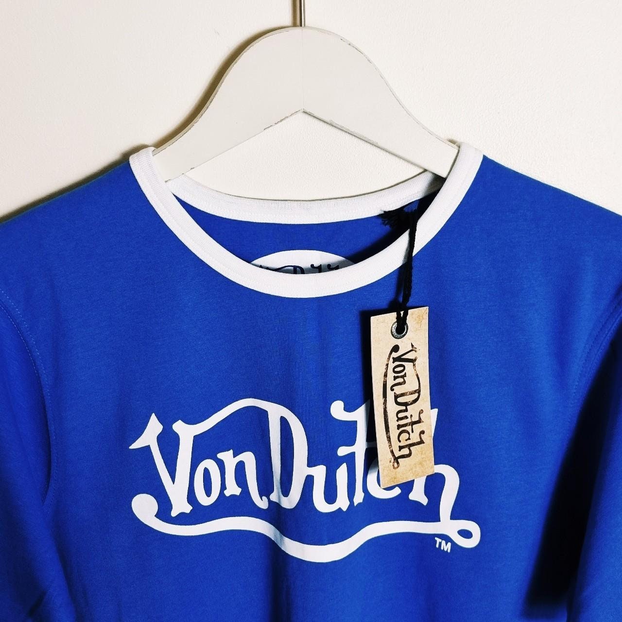 Von Dutch - Von Dutch 00's Y2K ヴィンテージ Tシャツ ネイビー Vintage Brand Adult New Mens Blue and White Von Dutch T
