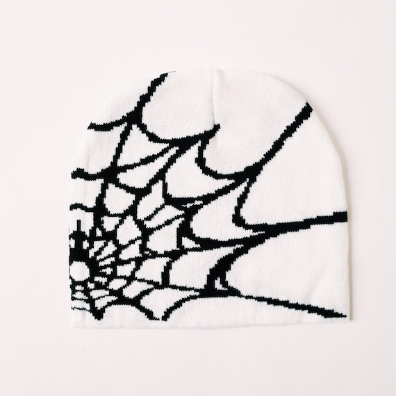 Vintage Brand New Y2K White & Black Spider Spiderweb Beanie