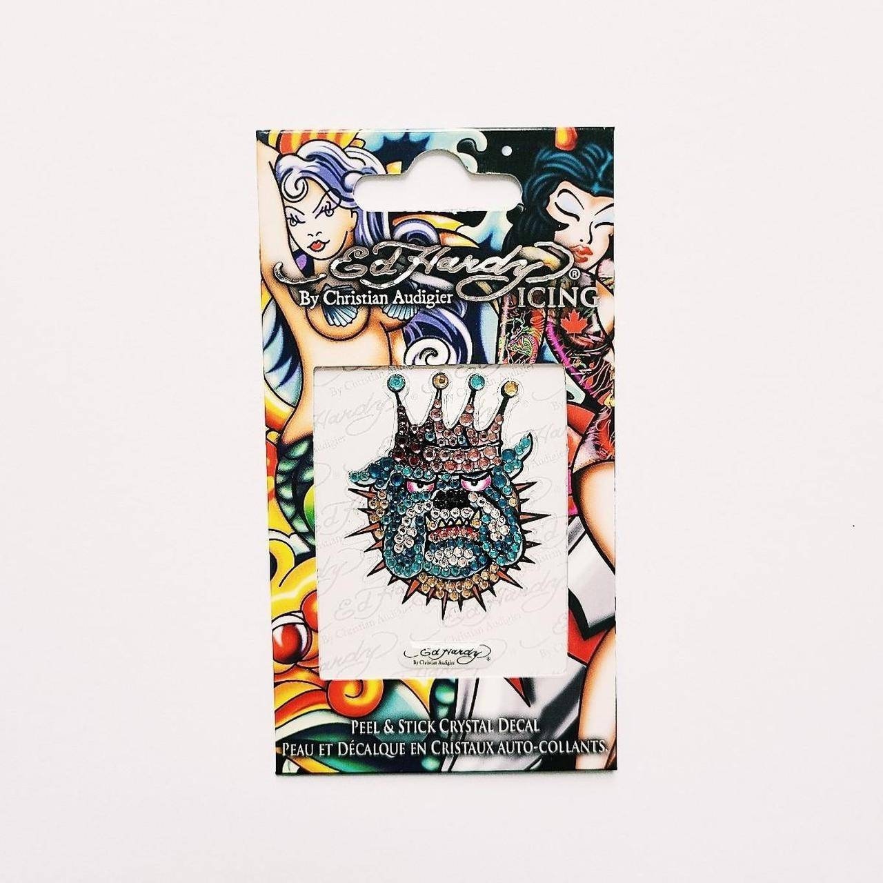 Deadstock Brand New Y2K Ed Hardy Bulldog Diamanté Sticker / Ed