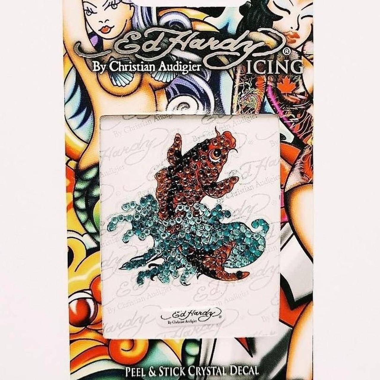 Deadstock Brand New Y2K Ed Hardy Koi Fish Diamanté Sticker / Ed
